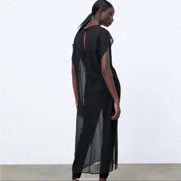 NWT ZARA Black Sheer Tunic - Picture 4 of 12